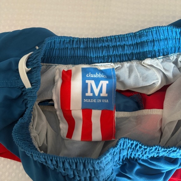 Chubbies Swim Trunks Mens Shorts Blue Red Colorblock Pool Beach Medium - Picture 4 of 7